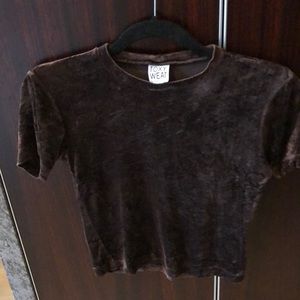 Chocolate brown crushed velvet stretch (T 80s)